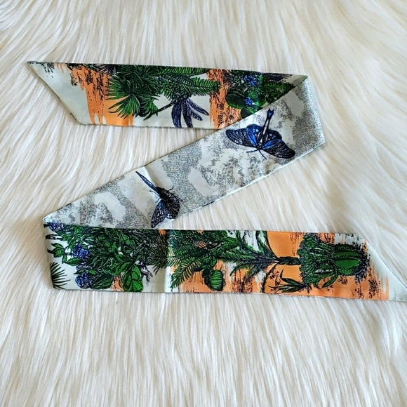 New Butterfly Silk Skinny Scarf Twilly - Picture 1 of 5